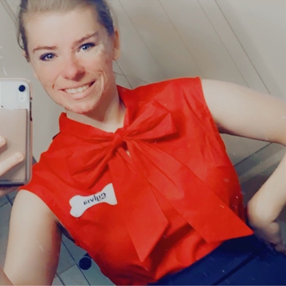 Retrolicious Tops - Red Bow Tie Blouse